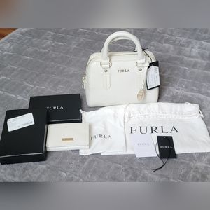 NWT Bundle white Furla handbag/crossbody bag & white furla wallet